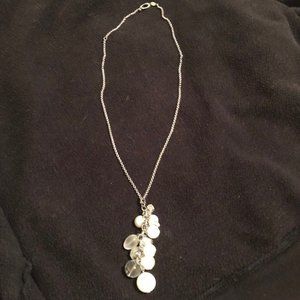 Fossil crystal cluster long necklace